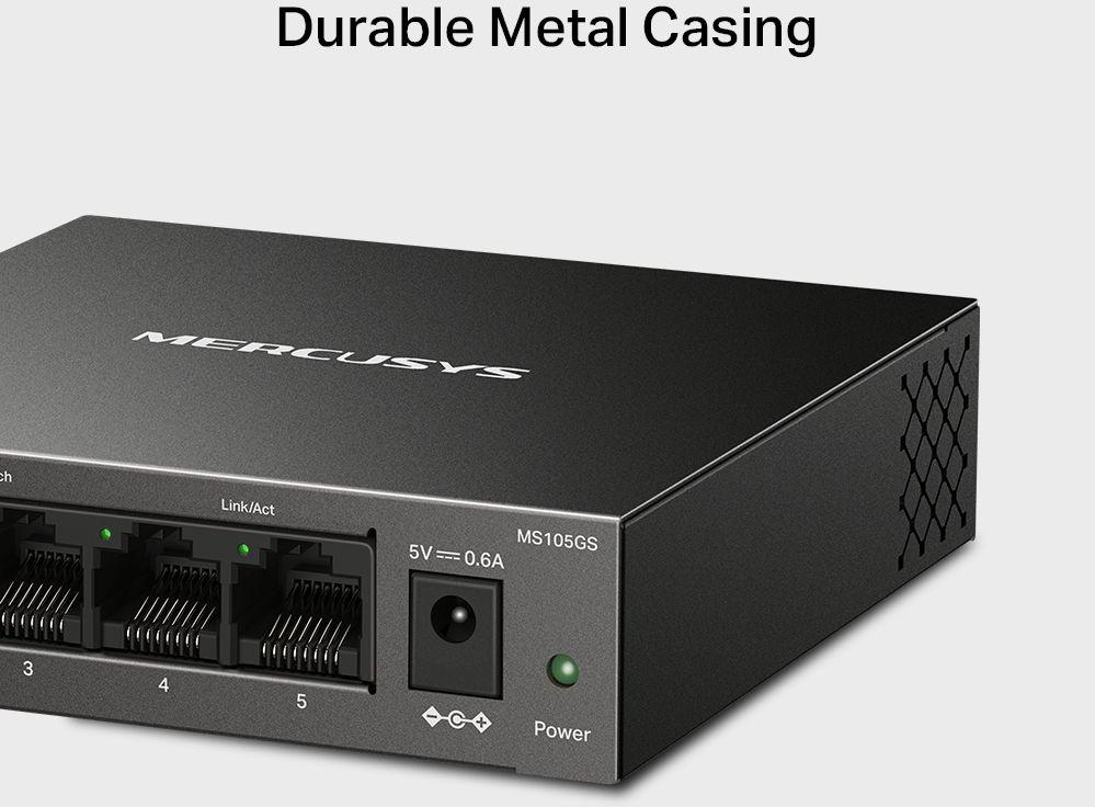 Коммутатор Mercusys MS105GS (L2) 5x1Гбит/с неуправляемый