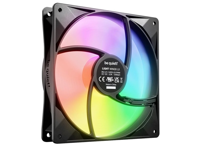 Кулер для корпуса/ Case Cooler be quiet! LIGHT WINGS LX 120mm PWM (120x120x25mm, 4-pin PWM, ARGB, 51.5CFM, 25.5dBA, 1600RPM, Black)