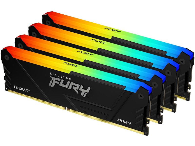 Память DDR4 4x8GB 3200MHz Kingston KF432C16BB2AK4/32 Fury Beast RGB RTL Gaming PC4-25600 CL16 DIMM 288-pin 1.35В dual rank с радиатором Ret
