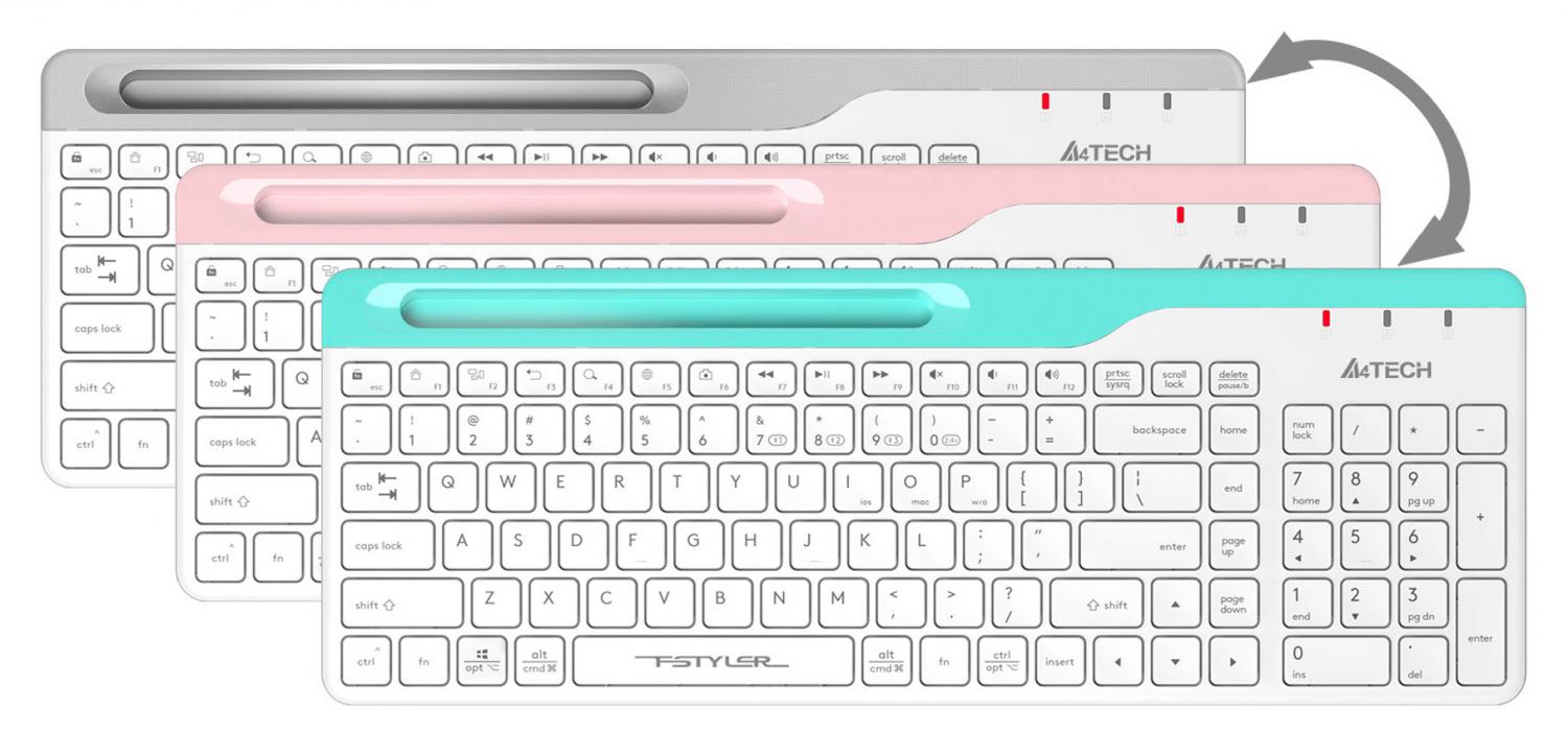 Клавиатура A4Tech FBK25 белый/серый USB беспроводная BT/Radio slim Multimedia (FBK25 WHITE)