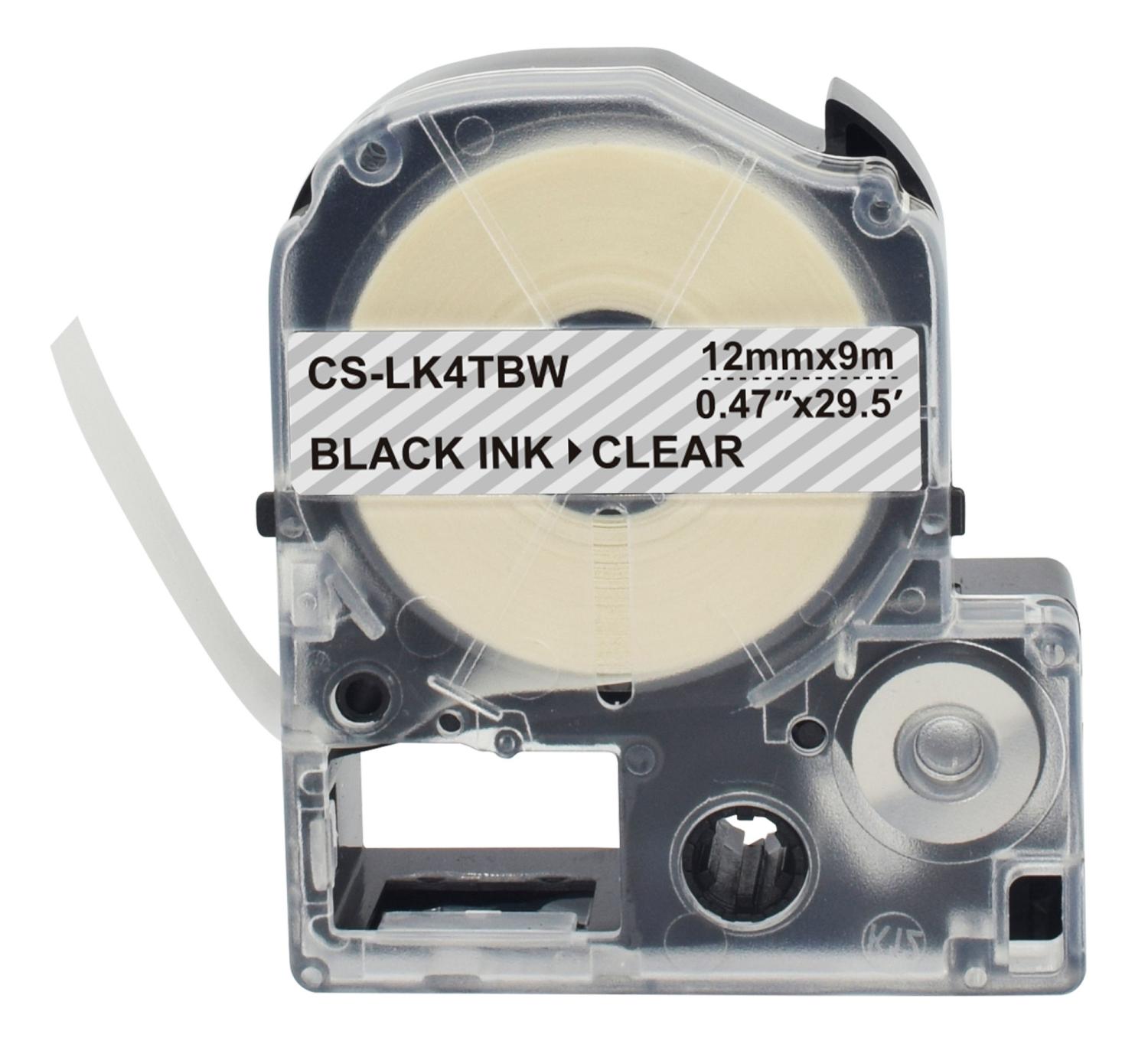 Картридж ленточный Cactus CS-LK4TBW LK-4TBW черный на прозрачном 12x9 для Epson LW300/LW400/LW700/LW600P/LW1000P/K400/Z700/Z900