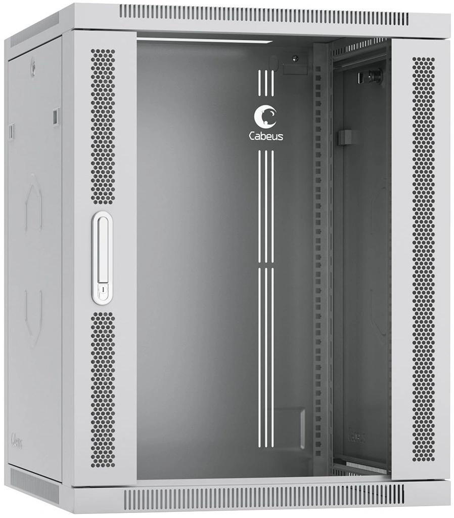 Шкаф коммутационный Cabeus (SH-05F-15U60/60-R) настенный 15U 600x600мм пер.дв.стекл 50кг серый 540мм 32кг 220град. 769мм IP20 сталь