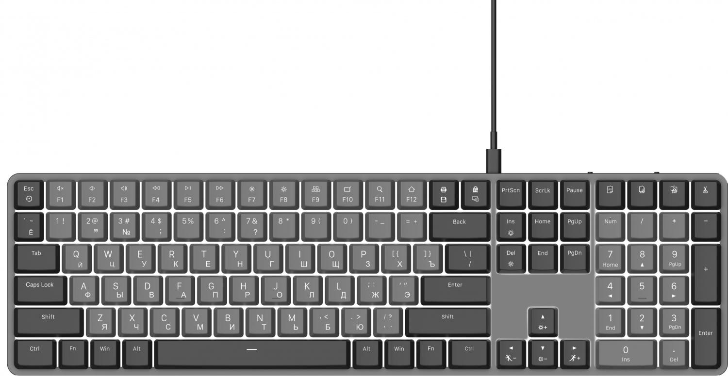 Клавиатура Оклик K953X механическая черный/серый USB Multimedia LED (1901086) кабель 1.5м