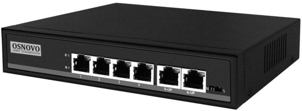Коммутатор Osnovo SW-20600/A(80W) (L2) 6x100Мбит/с 4PoE 80W неуправляемый