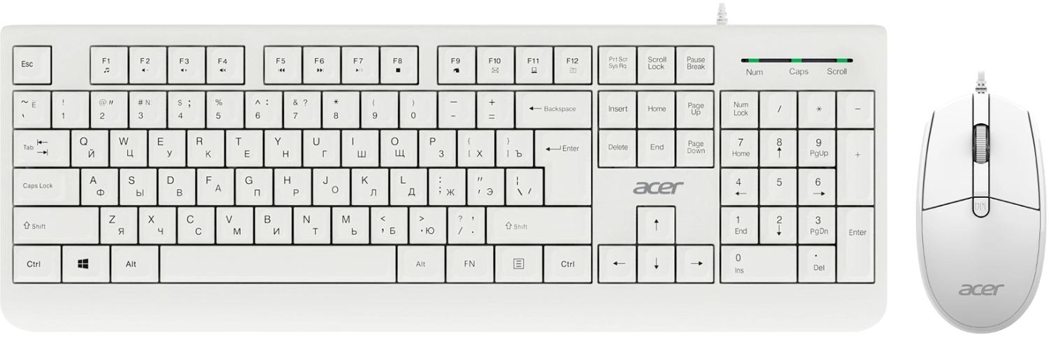 Клавиатура + мышь Acer OCC400 клав:белый мышь:белый USB (ZL.ACCCC.014)