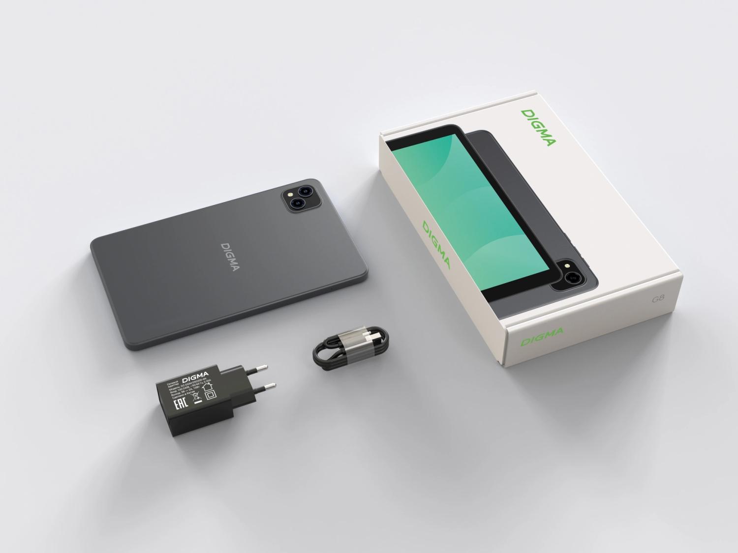 Планшет Digma G8 SC9863A (1.6) 8C RAM3Gb ROM32Gb 8" IPS 800x1280 4G Android 15 Go темно-серый 5Mpix 2Mpix BT WiFi microSD 128Gb 4000mAh 191hrs