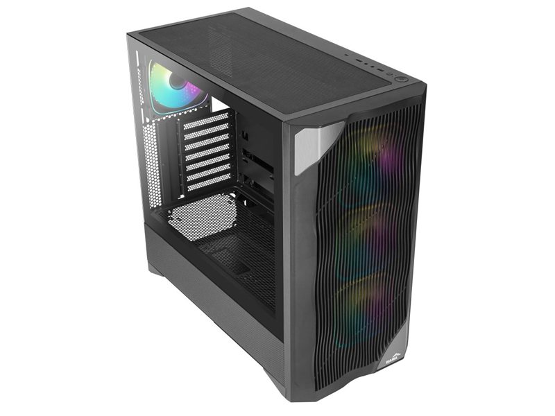 Корпус ПК без блока питания/ Case SAMA V42 Black, Midi-Tower, TG, 4x120mm ARGB, 2xUSB 3.0 + 1xUSB 3.2 Type-C, ATX, mATX, mITX Black