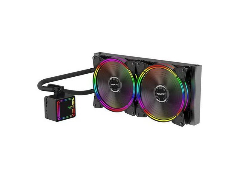 Жидкостная система охлаждения ALSEYE H280 TDP 200W (при T воздуха 45 С)Universal Platfrom PWM Single 5colors+ LED 140mm*2 {6}