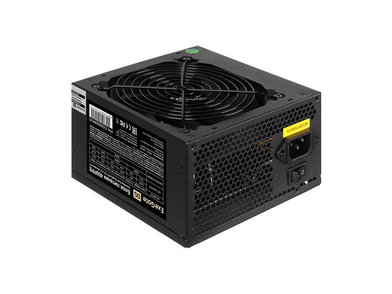 Exegate EX260638RUS Блок питания 400W Exegate 400PPE, ATX, black, APFC, 12cm, 24p+4p, PCI-E, 3*IDE, 5*SATA, FDD