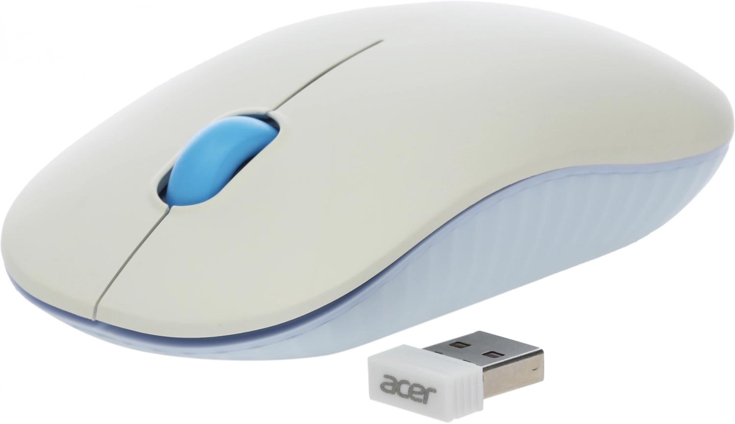 Мышь Acer OMR205 белый/голубой оптическая 1200dpi беспров. USB для ноутбука 3but (ZL.MCEEE.02H)