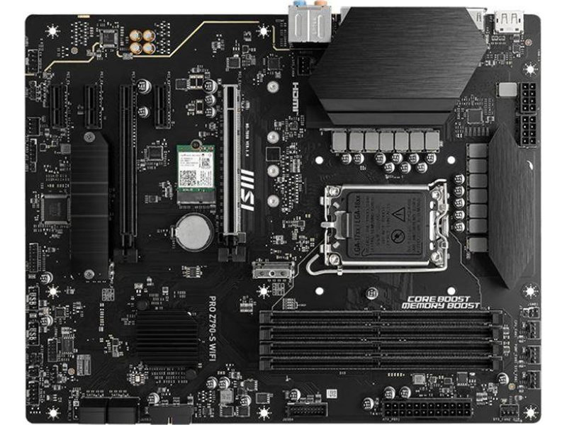 Материнская плата MB MSI INTEL Z790 s1700, 4xDDR5(256GB), HDMI 1.4/DP, 1xPCIe 5.0x16, 1xPCIe 3.0x16, 3xPCIe 3.0, 1xLAN (2.5GbE), Wi-Fi, BT, 4xSATA 6Gb/s, 2xM.2, 1xUSB-C, 4xUSB 3.2, 2xUSB 2.0, ATX