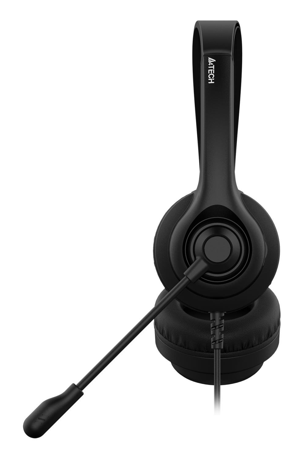Наушники с микрофоном A4Tech HU-8 черный 2м накладные USB оголовье