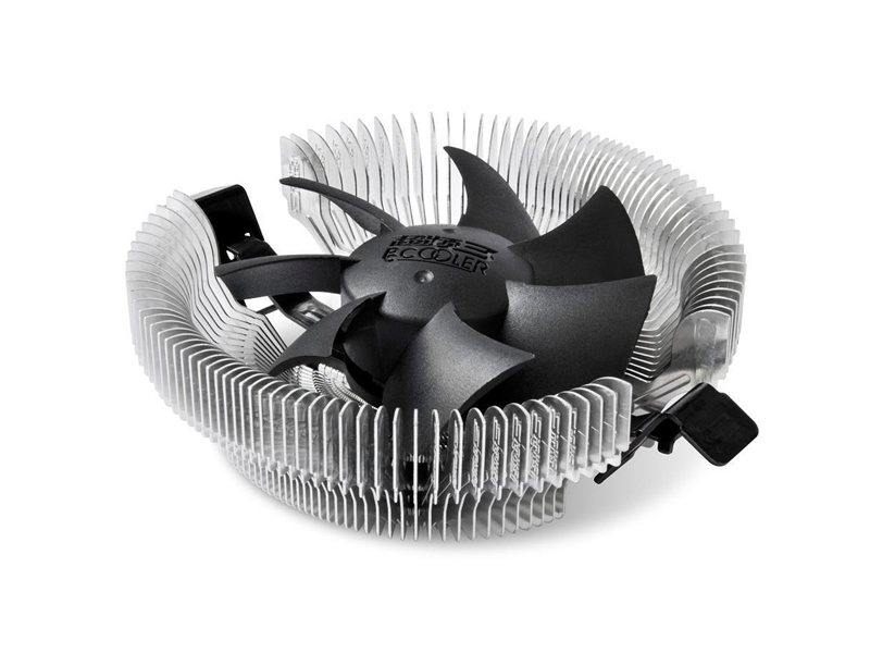 Кулер для процессора/ CPU Cooler PCCooler E80 (65W, 3-pin, 42mm, Al/Cu, -mm, 1x80mm, 29.61CFM, 22dBA, 2000RPM, S: 1851/1700/1200/115X, AM5/AM4, silver, black)