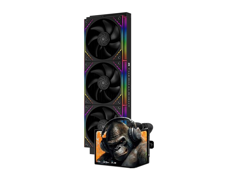 Система жидкостного охлаждения/ Water Cooling System Thermalright Levita Vision 360 (360mm, LED, Black, ARGB/ Fans: 3x120mm, 68.9CFM, 28.2dBA, 2000RPM/ Pump height 98mm, 3000RPM, Rad thickness 27mm/ S: 1700, 1200, 1851, 115X, 2011, 2066, AM5, AM4)