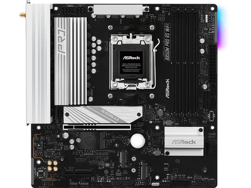 Материнская плата Asrock B850M PRO RS WIFI Socket AM5 AMD B850 4xDDR5 mATX AC`97 8ch(7.1) 2.5Gg RAID+HDMI+DP