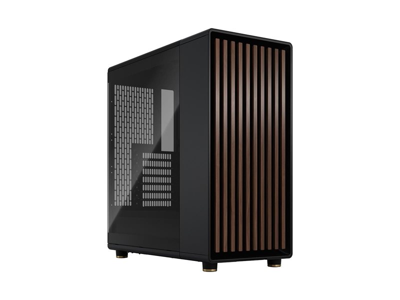 Корпус без блока питания/ Case Fractal Design North TG Dark Tint, Midi-Tower, 2x140mm, 2xUSB-A 3.2 + 1xUSB 3.2 Type-C ATX, mATX, mITX Wood panel, Charcoal Black