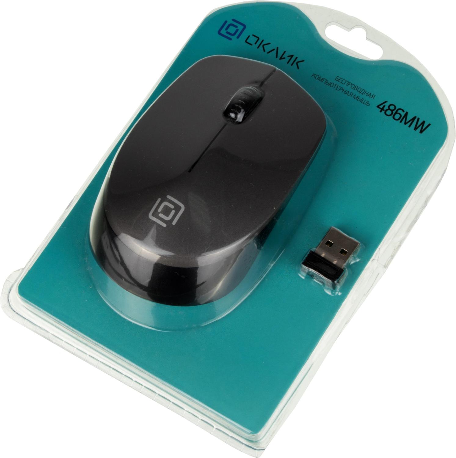 Мышь Оклик 486MW черный/серый оптическая 1600dpi беспров. USB для ноутбука 3but (1196552)