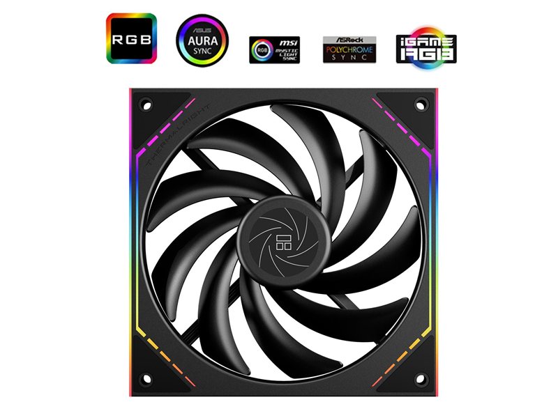 Кулер для корпуса/ Case Cooler Thermalright TL-M14 (140x144x25mm, 4-pin PWM, ARGB, 88.75CFM, 23.7dBA, 1500RPM, Black)