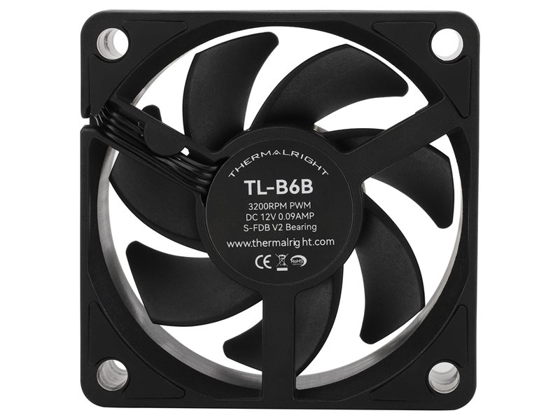 Кулер для корпуса/ Case Cooler Thermalright TL- (60x60x25mm, 4-pin PWM, 16.17CFM, 20.17dBA, 3200RPM, Black)