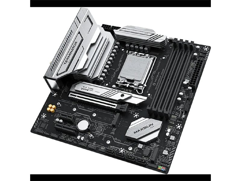 MAXSUN MS-Terminator B860M WIFI (Socket 1851, mATX, 4*DDR5(128Gb), DP/HDMI, 4*SATA3, 3*M.2, 1*PCIEx16/1*PCIEx4/1*PCIEx1, 1*Type-C, 4*USB2.0, 2*USB 3.2, LAN 1*2.5G, BT, Wi-Fi6, RTL)