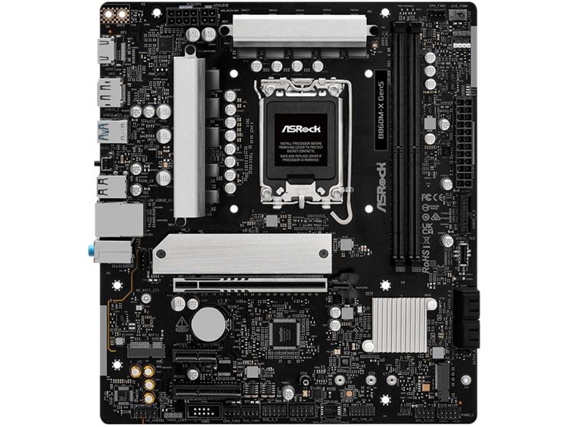 Материнская плата ASROCK B860M-X Gen5, LGA1851, B860, 2*DDR5, 4*SATA, 2*M.2, 3*USB 3.2, 2*USB 2.0, Type-C, 2*PCIx16, 1*M.2 (Key E), HDMI+DP, mATX