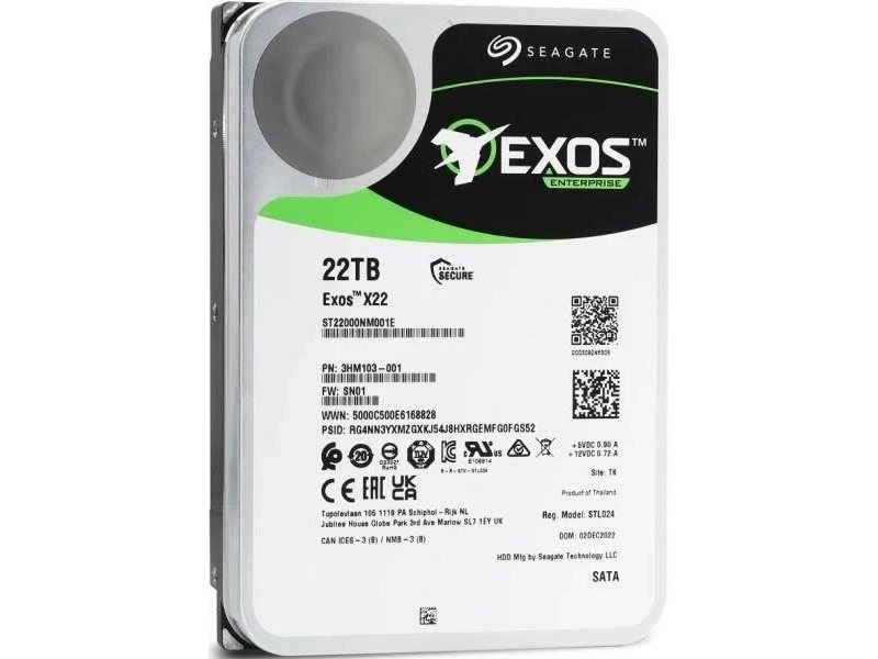 Жесткий диск/ HDD Seagate SATA3 22Tb Exos X22 7200 512Mb 1 year warranty (replacement WD221KRYZ)