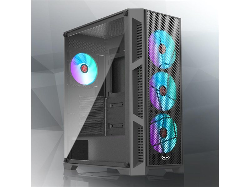 Корпус без блока питания/ Case Raijintek ARCADIA III-MS4, Midi-Tower, TG, 4x120mm ARGB, 1xUSB-A 3.0 + 2xUSB 2.0, ATX, mATX, mITX Black