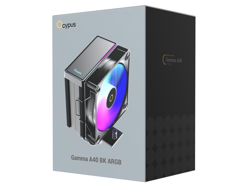 Кулер для процессора/ CPU Cooler Ocypus Gamma A40 BK ARGB (200W, 4-pin PWM, 133mm, Al/Cu, 4x6mm, ARGB, 1x100mm, 41CFM, 29.5dBA, 2400RPM, S: 1851/1700/1200/115X, AM5/AM4, black)