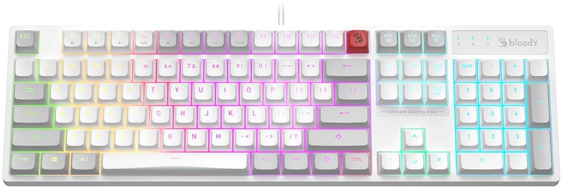 Клавиатура A4Tech Bloody B230N белый USB Multimedia for gamer LED (B230N) кабель 1.8м