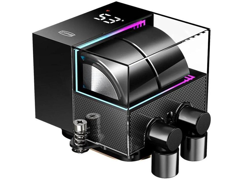 Система охлаждения/ Water Cooling System PCCooler DS360 ARGB Display BK (310W, 360mm, LED, Black, ARGB/ Fans: 3x120mm, 90.56CFM, 39.8dBA, 2500RPM/ Pump height 65mm, 15dBA, 2600RPM, Rad thickness 27mm/ S: 1851, 1700, 1200, 115X, AM5, AM4)