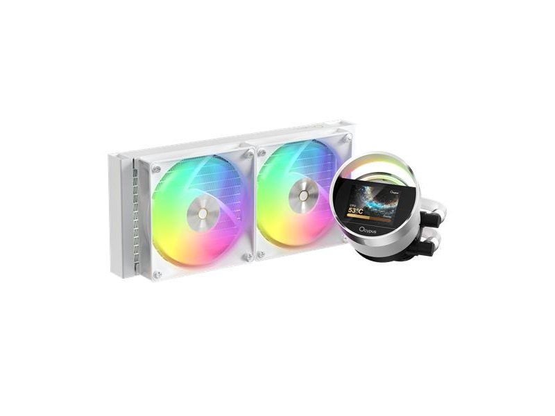 Система водяного охлаждения Ocypus Sigma L24 WH ARGB, 240mm, LCD Pump 2.4", 2x120mm ARGB fans, LGA115X/1200/1700/18XX, AM4/AM5