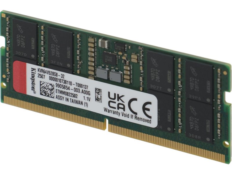 Память DDR5 32GB 6400MHz Kingston KVR64V52BS8-32 Valueram RTL PC5-51200 CL52 SO-DIMM 262-pin 1.1В single rank Ret