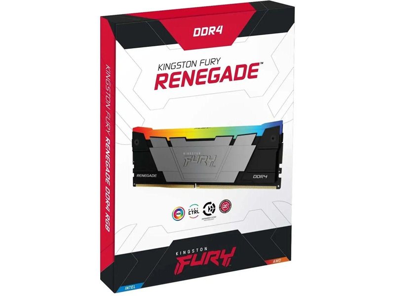 Модуль памяти Kingston 8GB DDR4 3200 FURY Renegade RGB Black XMP Non-ECC Unbuffered DIMM (Single Module) 1RX8 16-18-18 1.35V 288-pin 8Gbit