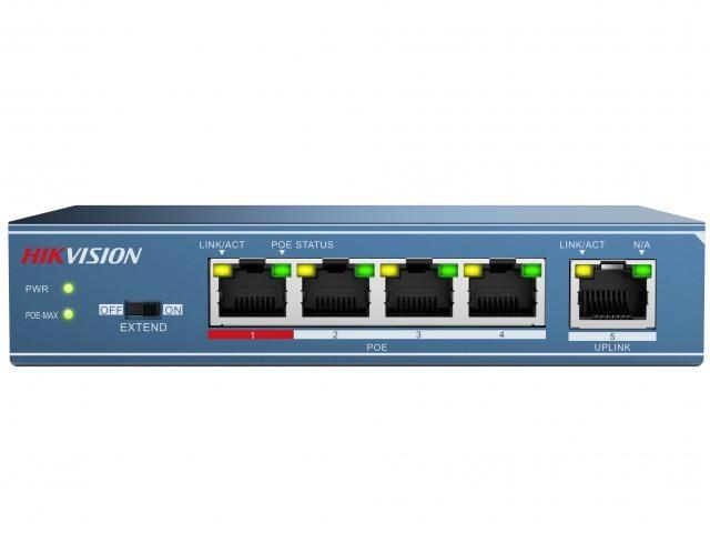 Коммутатор Hikvision DS-3E0105P-E(B) 4x100Мбит/с 4PoE 58W неуправляемый