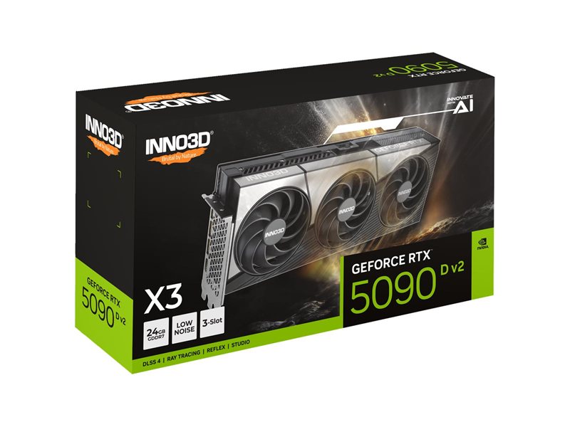 Видеокарта INNO3D RTX5090 D v2 Midnight X3 24GB GDDR7 384bit 3xDP HDMI 3FAN RTL