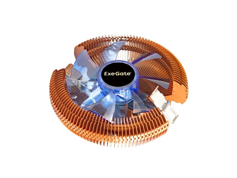 Exegate EX286153RUS Кулер ExeGate Wizard EE91-Cu.BLUE (Al+Copper, LGA775/1150/1151/1155/1156/1200/AM2/AM2+/AM3/AM3+/AM4/FM1/FM2/754/939/940, TDP 80W, Fan 90mm, 2200RPM, Hydro bearing, 3pin, 22db, 265г