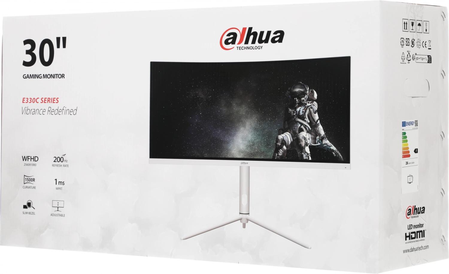 Монитор Dahua 30" DHI-LM30-E330CW белый VA LED 21:9 HDMI матовая HAS Piv 3000:1 250cd 178гр/178гр 2560x1080 200Hz DP FHD 6.5кг