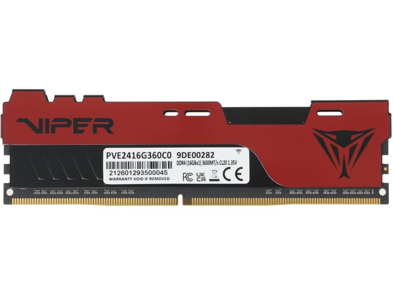 Память DDR4 16GB 3600MHz Patriot PVE2416G360C0 Viper Elite II RTL Gaming PC4-28800 CL20 DIMM UDIMM 288-pin 1.35В с радиатором Ret