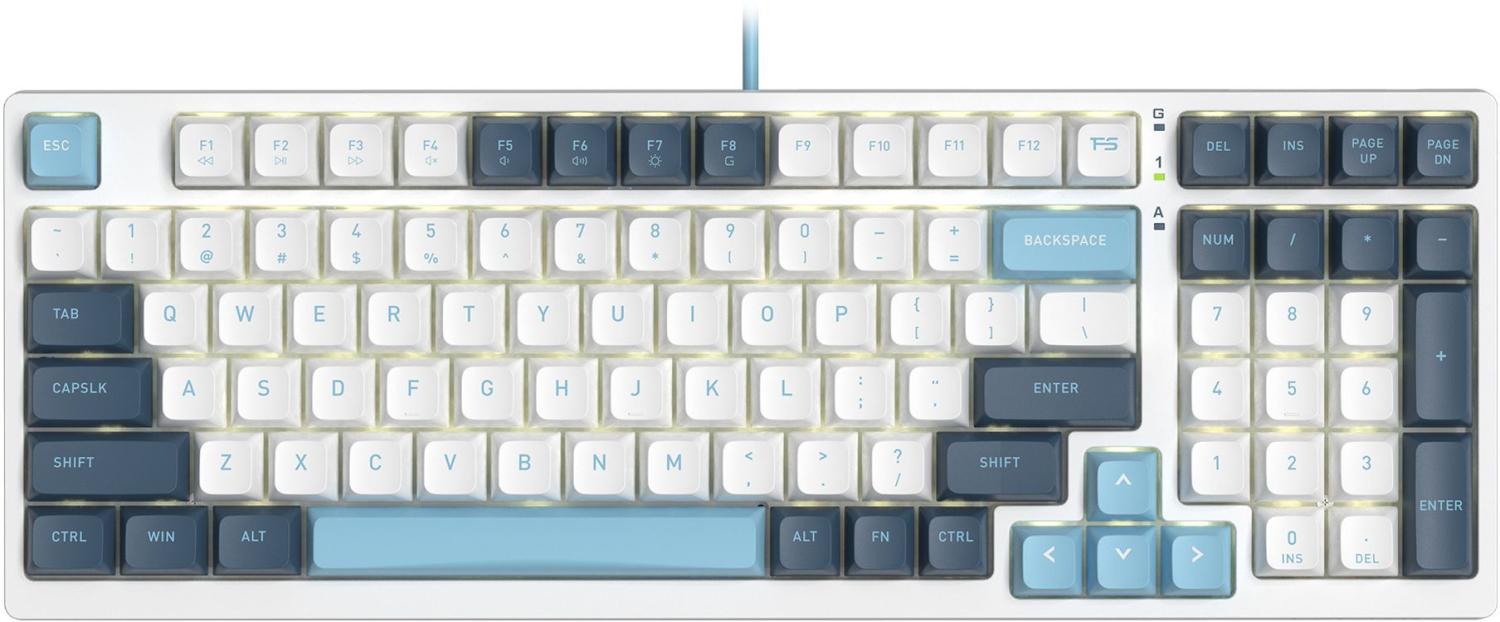 Клавиатура A4Tech FS300 механическая белый/синий USB for gamer LED (FS300 PANDA SNOWBOARDING) кабель 1.8м
