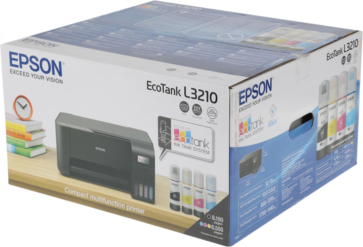 МФУ струйный Epson EcoTank L3210 (103) (C11CJ68405/C11CJ68403) A4 черный