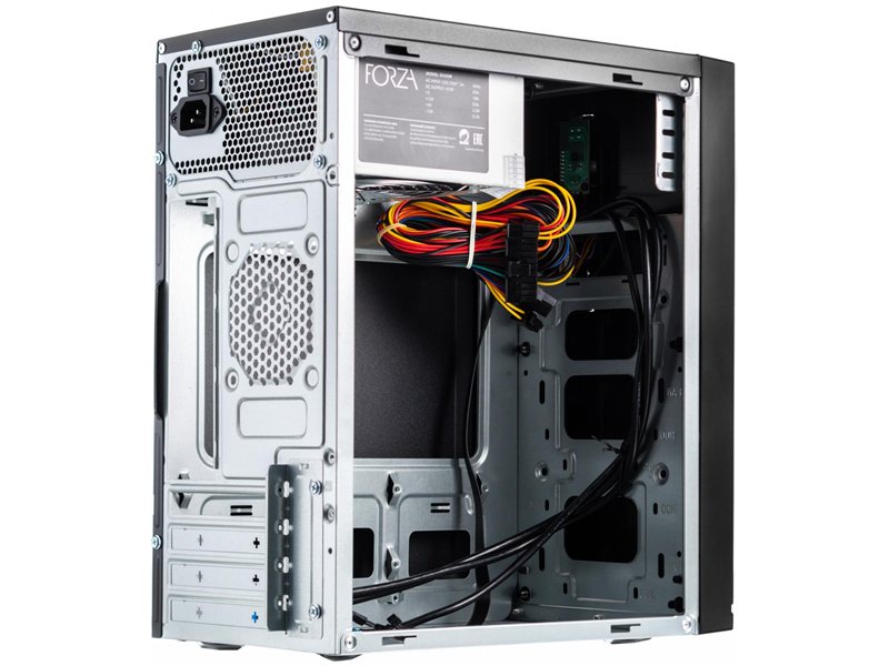Корпус с блоком питания 450Вт./ Case Forza mATX, 450W, 2xUSB2.0, Black, w/o FAN, 12 cm fan PSU, power cord