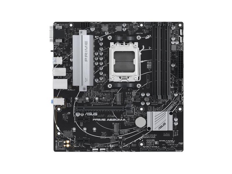 Материнская плата ASUS PRIME A620M-A-CSM, AM5, A620, 4*DDR5, 4*SATA, 2*M.2, 2*USB 3.2, 4*USB 2.0, 2*PCIx16, 2*PCIx1, DP+VGA+HDMI, mATX; 90MB1F10-M0EAYC