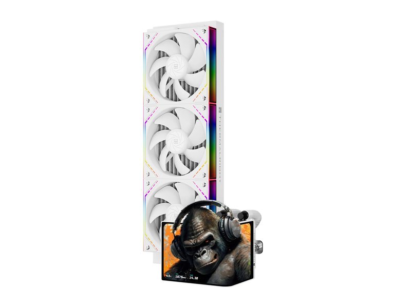 Система жидкостного охлаждения/ Water Cooling System Thermalright Levita Vision 360 (360mm, LED, White, ARGB/ Fans: 3x120mm, 68.9CFM, 28.2dBA, 2000RPM/ Pump height 98mm, 3000RPM, Rad thickness 27mm/ S: 1700, 1200, 1851, 115X, 2011, 2066, AM5, AM4)