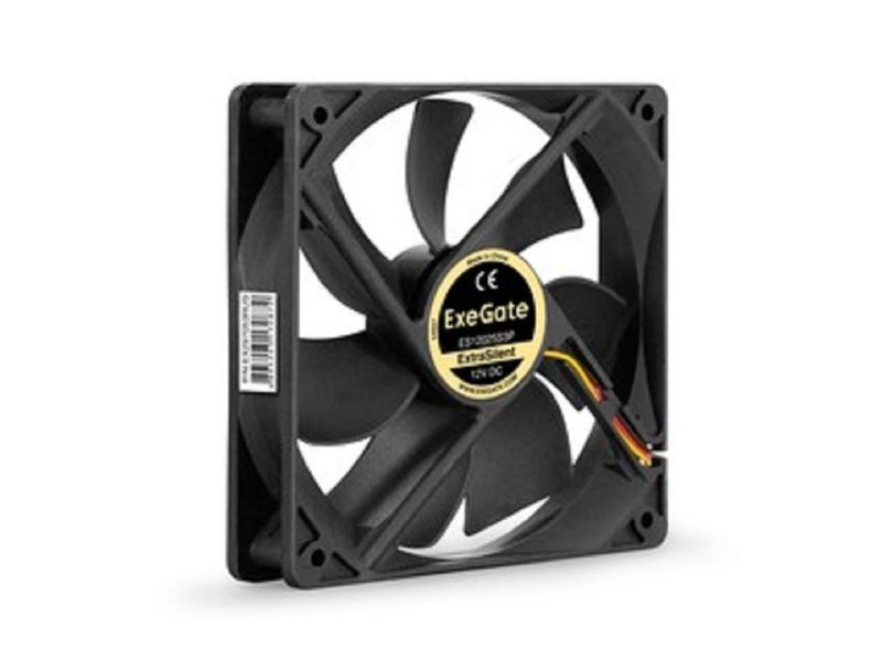Exegate EX297053RUS Вентилятор 12В DC ExeGate ExtraSilent ES12025S3P (120x120x25 мм, Sleeve bearing (подшипник скольжения), 3pin, 1300RPM, 22dBA)
