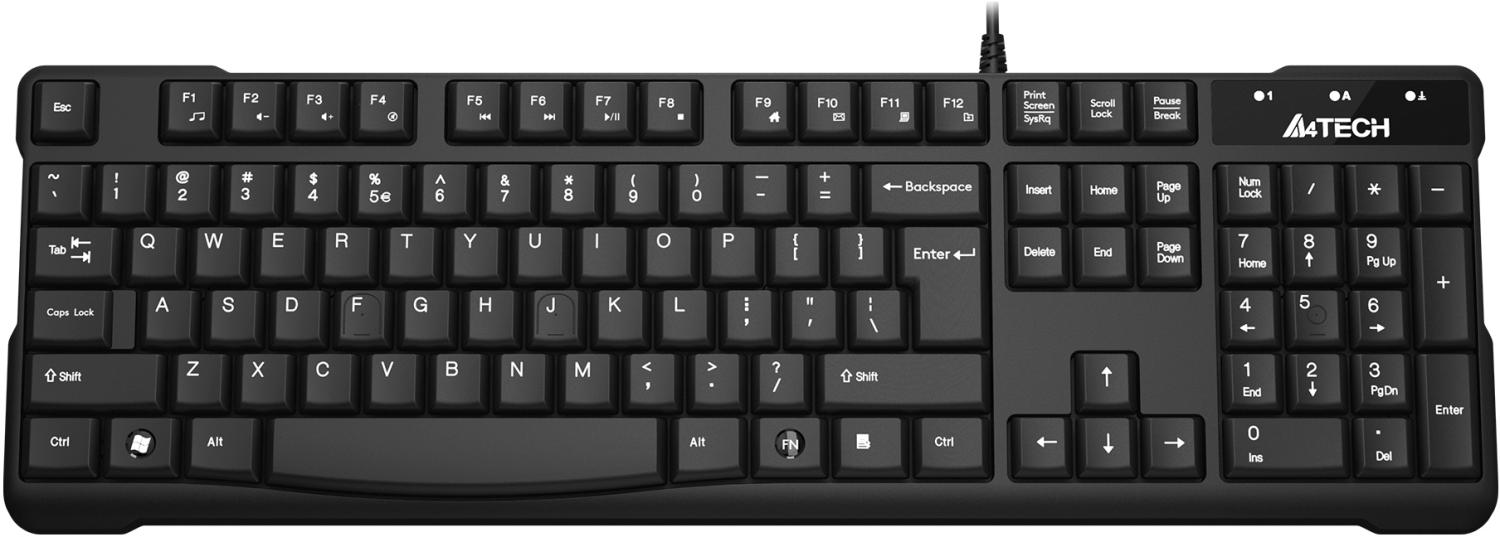 Клавиатура A4Tech KR-750 черный USB (KR-750 BLACK) кабель 1.5м