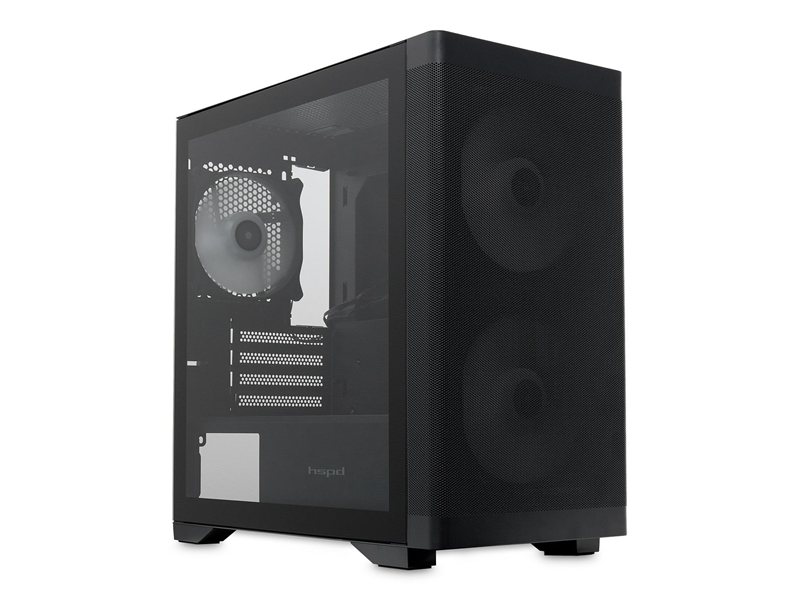 Корпус без блока питания/ Case HSPD M320, Mesh Mini-tower, Black, slide TG, 0.45 SPCC, 2x140mm ARGB (M11-140)+1x120mm ARGB (M11-120) mATX, mITX 160/340/184mm 2x2.5", 2x3.5", 4xPCI 2xUSB-A 3.0, 1xUSB-A 1.0 390x200x385mm