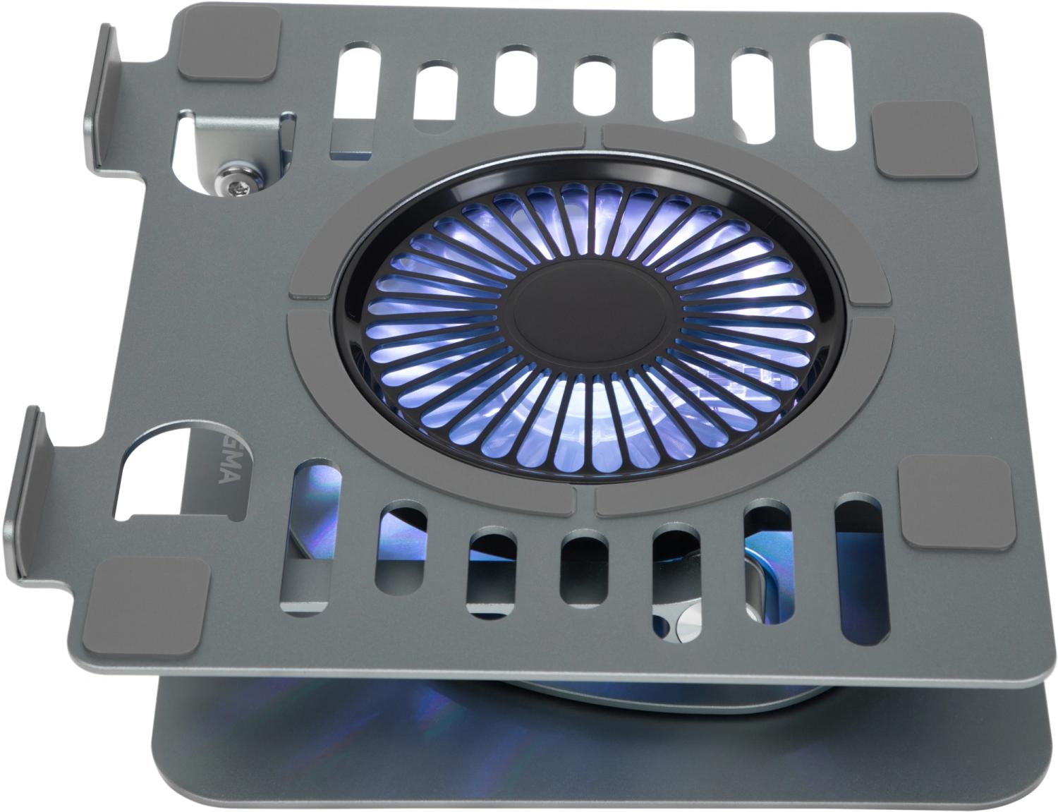 Подставка для ноутбука Digma D-NCP170-1xRGB110-360 17" 240x230x50мм 28дБ 2xUSB 1x 110ммFAN 940г Fan-control алюминий серый