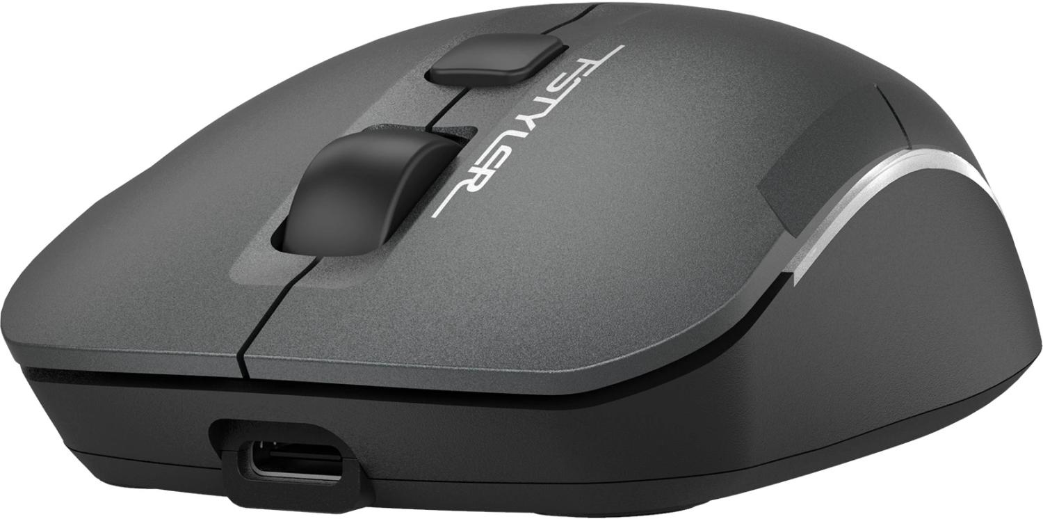 Мышь A4Tech Fstyler FB26CS Air2 серый/черный оптическая 2000dpi silent беспров. BT/Radio USB для ноутбука 4but (FB26CS AIR2 SMOKY GREY)