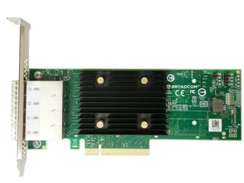 Контроллер/ Broadcom 9500-16e HBA, Low Profile Bracket, FH (attached), PCIe Gen4 x8 LP, Tri-Mode SAS/SATA/NVMe 12G HBA, 16port(4*ext SFF8644), SAS3816