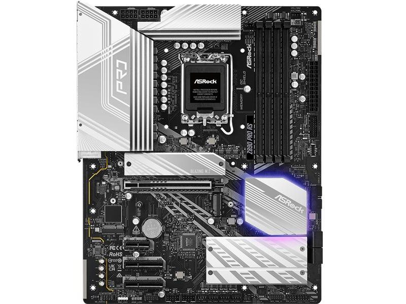 Материнская плата ASROCK Z890 PRO RS, LGA1851, Z890, 4*DDR5, 4*SATA, 4*M.2, 3*USB 3.2, 4*USB 2.0, 2*Type-C, 1*PCIx16, 2*PCIx4, 1*M.2 (Key E), HDMI+DP, ATX